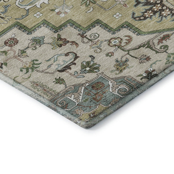 HomeRoots 5' X 8' Beige Sage and Ivory Washable Area Rug - Elegant, Durable, UV-Protected for Homes with Kids & Pets 681283
