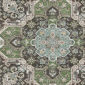 HomeRoots 9' X 12' Elegant Beige Sage Ivory Oriental Area Rug - Washable, Durable, UV Protected for Homes 681286