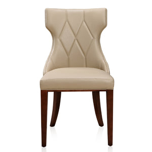 English Elm Reine Solid Beech Wood Upholstered Dining Chair with Diamond Stitching, Velvet-Look Luxury, 300lb Capacity Cream B365P397803