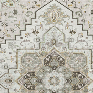 HomeRoots 5' X 8' Ivory Gray Beige Washable Area Rug – Stain Resistant, UV Protected, Perfect for Busy Homes! 681313