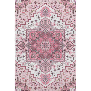 HomeRoots 10' Pink Ivory and Gray Oriental Area Rug - Washable, UV Protected, Stain Resistant for Homes 681335
