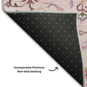 HomeRoots 10' Pink Ivory and Gray Oriental Area Rug - Washable, UV Protected, Stain Resistant for Homes 681335