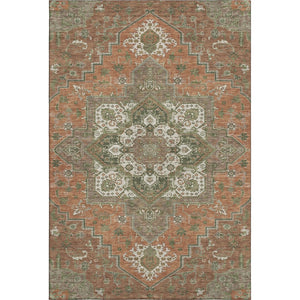 HomeRoots 8' X 10' Washable Oriental Area Rug in Rust Beige & Olive Green with UV Protection for Homes 681339