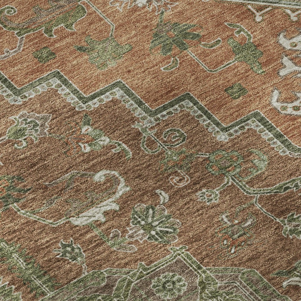 HomeRoots 9' X 12' Washable Oriental Area Rug in Rust, Beige & Olive Green - Durable, UV Protected & Stylish 681340