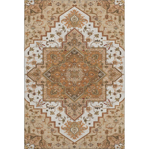 HomeRoots 9' X 12' Terra Cotta Ivory & Beige Oriental Area Rug - Washable, UV Protected & Family-Friendly Design 681352