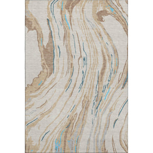 HomeRoots 10' X 14' Abstract Area Rug in Beige, Teal & Brown – Stain Resistant, UV Protected, Stylish & Durable 681359