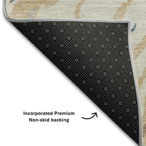 HomeRoots 10' X 14' Abstract Area Rug in Beige, Teal & Brown – Stain Resistant, UV Protected, Stylish & Durable 681359