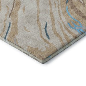HomeRoots 10' X 14' Abstract Area Rug in Beige, Teal & Brown – Stain Resistant, UV Protected, Stylish & Durable 681359