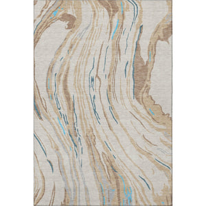 HomeRoots 10' X 14' Abstract Area Rug in Beige, Teal & Brown – Stain Resistant, UV Protected, Stylish & Durable 681359