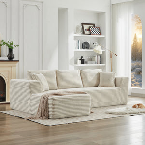 English Elm 106" Cloud Sectional Couch - Modern L-Shape Modular Sofa With Plush Corduroy, No Assembly Needed! W1143S00026