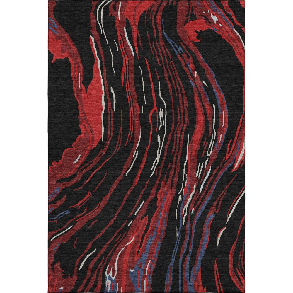 HomeRoots 5' X 8' Abstract Washable Area Rug in Bold Black, Red, Blue – Durable, UV-Protected & Stylish! 681361