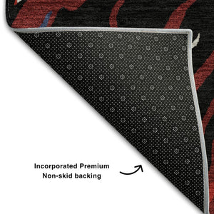 HomeRoots 5' X 8' Abstract Washable Area Rug in Bold Black, Red, Blue – Durable, UV-Protected & Stylish! 681361