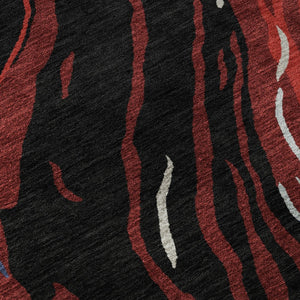 HomeRoots 5' X 8' Abstract Washable Area Rug in Bold Black, Red, Blue – Durable, UV-Protected & Stylish! 681361