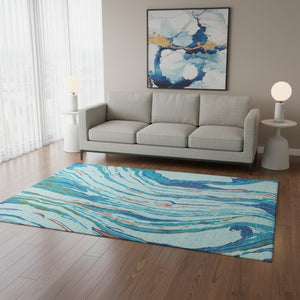 HomeRoots 5' X 8' Vibrant Abstract Washable Area Rug with UV Protection - Perfect for Kids, Pets, and Style! 681373