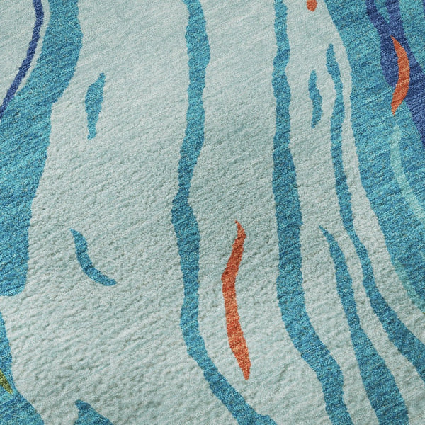 HomeRoots 8' Vibrant Abstract Washable Round Rug with UV Protection - Perfect for Modern Living Spaces & Durability 681374
