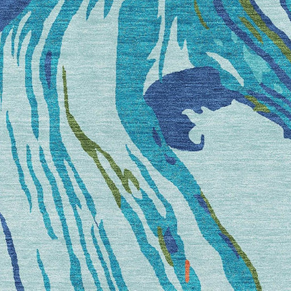 HomeRoots 9' X 12' Vibrant Blue, Orange & Green Abstract Area Rug – Durable, Washable & UV Protected for Homes 681376