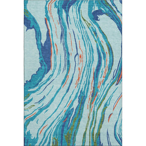HomeRoots 10' X 14' Washable Abstract Area Rug in Bold Blue, Orange & Green - UV Protected & Stain Resistant! 681377