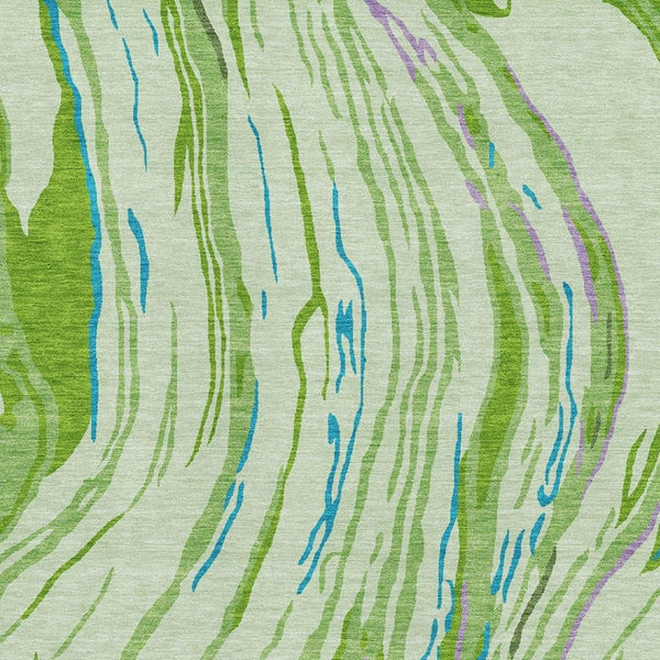 HomeRoots 5' X 8' Vibrant Abstract Area Rug – Green, Lavender & Teal, Washable, UV-Protected for Modern Spaces 681379