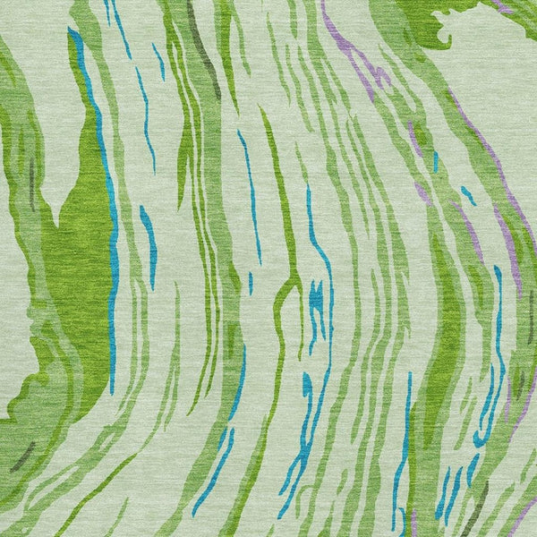 HomeRoots 8' X 10' Abstract Area Rug in Green, Lavender & Teal - Washable, UV-Protected, Durable & Stylish! 681381