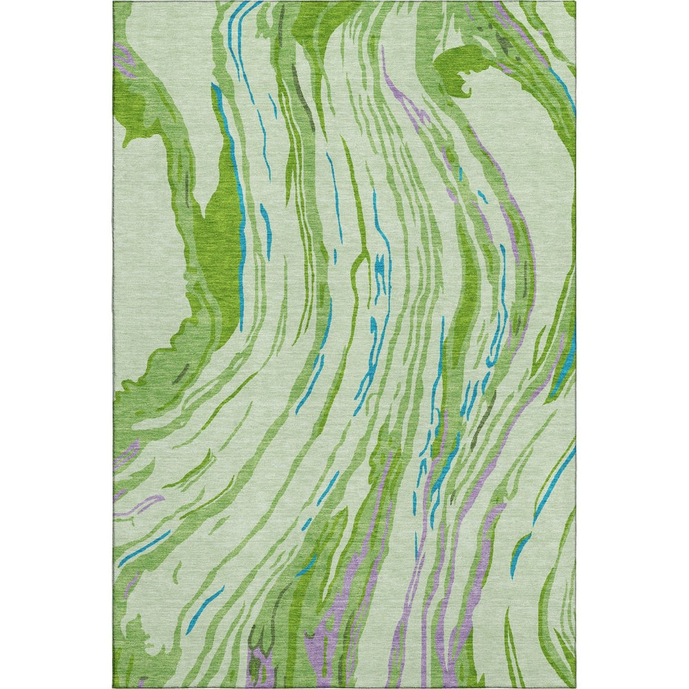 HomeRoots 9' X 12' Vibrant Green Lavender Teal Abstract Washable Area Rug with UV Protection for Every Space 681382