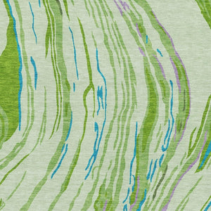 HomeRoots 10' X 14' Abstract Area Rug in Green, Lavender & Teal - Washable, UV Protected & Stain Resistant 681383