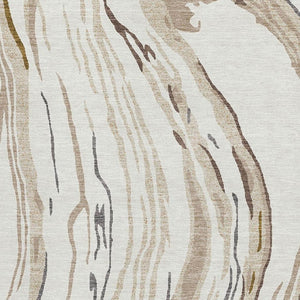 HomeRoots 8' X 10' Ivory Taupe Gray Abstract Washable Area Rug with Stain Resistance & UV Protection Features 681387
