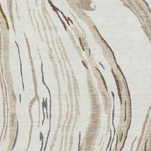 HomeRoots 9' X 12' Ivory Taupe And Gray Abstract Washable Area Rug - Durable, UV-Protected, Easy-Clean Design! 681388