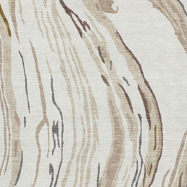 HomeRoots 9' X 12' Ivory Taupe And Gray Abstract Washable Area Rug - Durable, UV-Protected, Easy-Clean Design! 681388