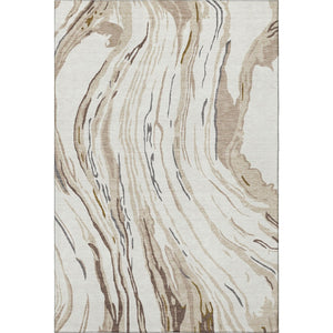 HomeRoots 9' X 12' Ivory Taupe And Gray Abstract Washable Area Rug - Durable, UV-Protected, Easy-Clean Design! 681388