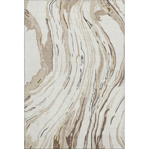 HomeRoots 10' X 14' Ivory Taupe Gray Abstract Washable Area Rug – Durable, Stain-Resistant, UV Protected Design 681389