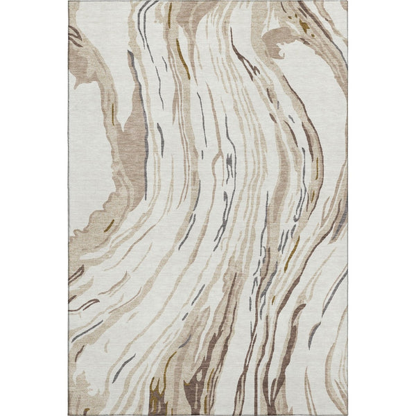HomeRoots 10' X 14' Ivory Taupe Gray Abstract Washable Area Rug – Durable, Stain-Resistant, UV Protected Design 681389