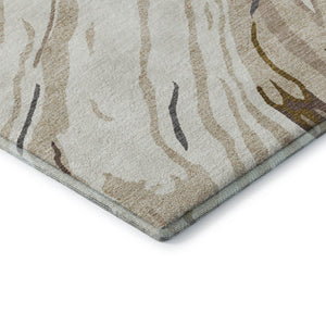 HomeRoots 10' X 14' Ivory Taupe Gray Abstract Washable Area Rug – Durable, Stain-Resistant, UV Protected Design 681389