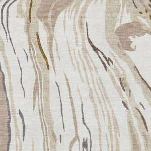 HomeRoots 10' X 14' Ivory Taupe Gray Abstract Washable Area Rug – Durable, Stain-Resistant, UV Protected Design 681389
