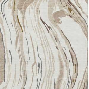 HomeRoots 10' X 14' Ivory Taupe Gray Abstract Washable Area Rug – Durable, Stain-Resistant, UV Protected Design 681389
