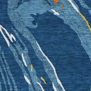 HomeRoots 8' X 10' Stunning Navy Blue, Copper & Ivory Abstract Area Rug – Washable, UV Protected & Durable! 681393