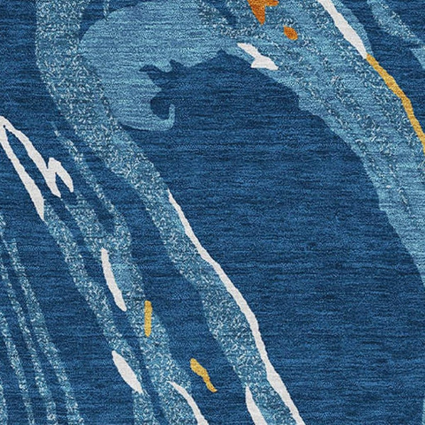 HomeRoots 8' X 10' Stunning Navy Blue, Copper & Ivory Abstract Area Rug – Washable, UV Protected & Durable! 681393