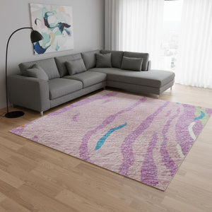 HomeRoots 8' X 10' Vibrant Abstract Washable Area Rug with UV Protection – Perfect for Homes with Kids & Pets! 681399