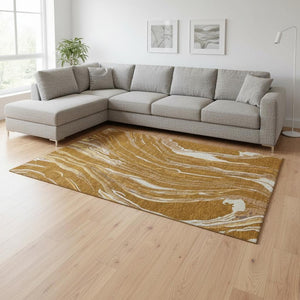 HomeRoots 8' X 10' Rust Beige and Gray Abstract Area Rug – Durable, Washable, UV-Protected for High-Traffic Spaces 681405