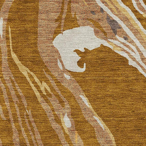 HomeRoots 9' X 12' Abstract Washable Area Rug in Rust Beige & Gray - Durable, UV Protected, Pet Friendly Design 681406