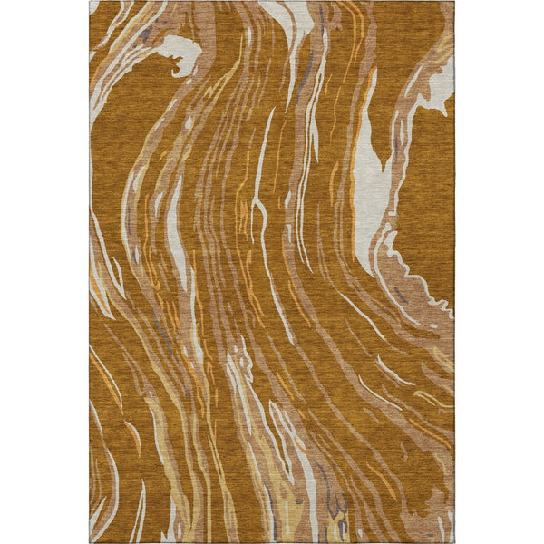 HomeRoots 9' X 12' Abstract Washable Area Rug in Rust Beige & Gray - Durable, UV Protected, Pet Friendly Design 681406
