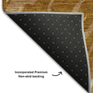 HomeRoots 10' X 14' Stylish Rust Beige & Gray Abstract Washable Area Rug with UV Protection for High Traffic Homes 681407