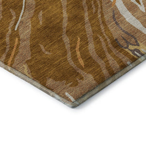 HomeRoots 10' X 14' Stylish Rust Beige & Gray Abstract Washable Area Rug with UV Protection for High Traffic Homes 681407