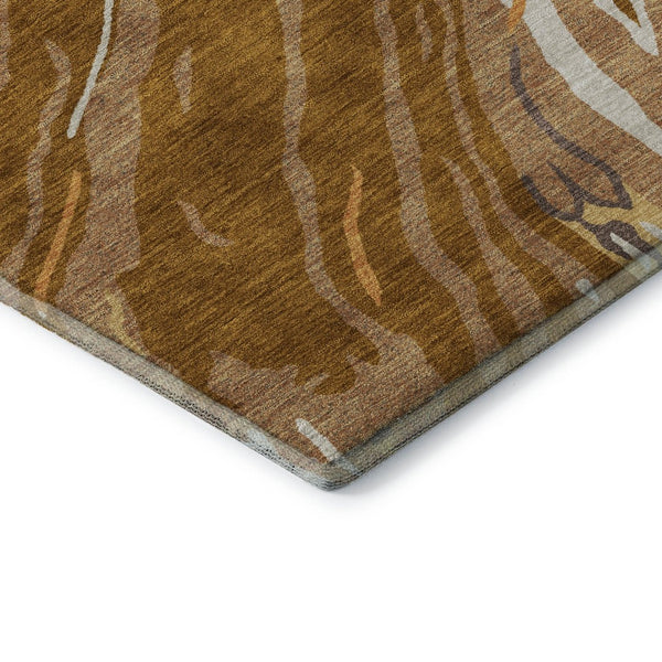 HomeRoots 10' X 14' Stylish Rust Beige & Gray Abstract Washable Area Rug with UV Protection for High Traffic Homes 681407