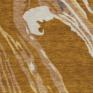 HomeRoots 10' X 14' Stylish Rust Beige & Gray Abstract Washable Area Rug with UV Protection for High Traffic Homes 681407