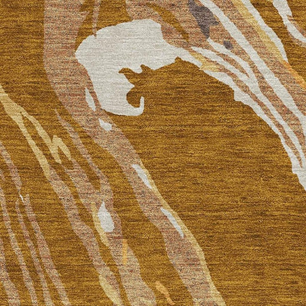 HomeRoots 10' X 14' Stylish Rust Beige & Gray Abstract Washable Area Rug with UV Protection for High Traffic Homes 681407