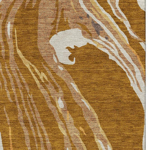 HomeRoots 10' X 14' Stylish Rust Beige & Gray Abstract Washable Area Rug with UV Protection for High Traffic Homes 681407