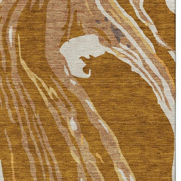 HomeRoots 10' X 14' Stylish Rust Beige & Gray Abstract Washable Area Rug with UV Protection for High Traffic Homes 681407