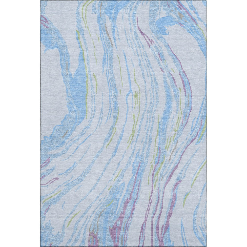 HomeRoots 5' X 8' Abstract Washable Area Rug in Soft Sky Blue, Lavender & Green – UV Protected & Stain Resistant! 681409