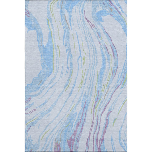 HomeRoots 5' X 8' Abstract Washable Area Rug in Soft Sky Blue, Lavender & Green – UV Protected & Stain Resistant! 681409