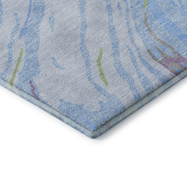 HomeRoots 5' X 8' Abstract Washable Area Rug in Soft Sky Blue, Lavender & Green – UV Protected & Stain Resistant! 681409